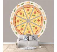 Papier Peint Pizza 250x175 cm Papier Peint Panoramique Effet 3D, Peinture Murale intissé Grande Dessin Animé, pour Moderne Salon Chambre TV Fond