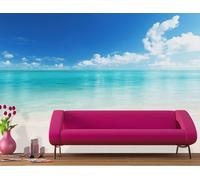 Papier Peint Plage Île Décor Salon Océan Sable Ciel Été Eau Bleue