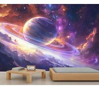 Papier peint planète, univers, corps célestes papier peint pour salon, chambre à coucher, arrière-plan TV, hôtel, bar, décoration - 250 x 175 cm