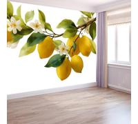 Papier Peint Plante Citronnier250 x 175 cm Décoration Papier Peint Moderne Couleur Claire Murale facile à nettoyer, idéale pour chambre et salon, avec un design unique et moderne
