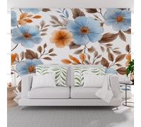 Papier Peint Plantes Naturel Hibiscus Papier Peint Panoramique Décoration Murale Pour Salon, Chambre, Tapisserie Murales Intissé, Fleurs Vintage Wallpaper Mural 250x175cm(L x H)