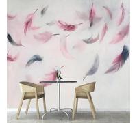 Papier Peint Plumes 3D Auto Adhesif Panoramique Mural Art Moderne Papier Peint en Soie Poster XXL Décoration Murale Salon Chambre 400x280 cm A-8948