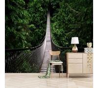 papier peint Pont Suspendu En Forêt Verdoyante，366x254cm Plantes Naturelles deco murale pour chambre à coucher, salon, couloir, salle à manger