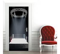 Papier Peint Porte 3D Sticker Ring de boxe Porte Trompe l'oeil Adhésif Mural Poster de Porte Autocollant Amovible Déco Porte L77 x H200cm