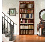 Papier Peint Porte Bibliothèque de Livres Soignés Trompe l'oeil Mural Maison Décoration Coucher Murale 77x200cm