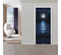 Papier Peint Porte Sticker La mer de lune L100 x H200cm 3D Autocollants Auto- Adhésif Amovibles pour Portes Intérieures Bureau À Domicile