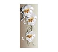 Papier Peint Porte Sticker Orchidées blanches L100 x H200cm 3D Autocollants Auto- Adhésif Amovibles pour Portes Intérieures Bureau À Domicile