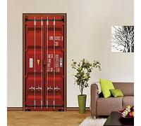 Papier Peint Porte Sticker Rouge et Container 3D Porte Autocollants Auto- Adhésif Amovibles pour Portes Intérieures Bureau À Domicile L77 x H200cm