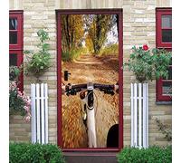 Papier Peint Porte Trompe L'Oeil Vélo De Montagne 90 X 200 Cm, Créativité Sticker De Porte Trompe L'Oeil Effet 3D Adhésif Diy Papier Peint Porte Pvc Étanche Autocollant Porte Pour - Photo De La Port