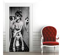 Papier Peint Porte Trompe l'oeil77x200cm Toilette & femme Sticker Porte 3D Poster de porte Affiche de porte Autocollant Amovible auto-adhésif Imperméable pour Enfants Adulte Chambre Salon