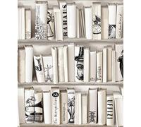 Papier peint pour bibliothèque Beige crème, encyclopédie rétro Muriva