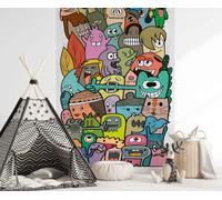 Papier Peint Pour Enfant Avec Des Figures De Monstres Joyeuses Et Un Grand Motif