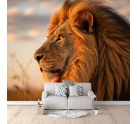 Papier Peint Prairie Du Lion 150x105 cm Papier Peint Panoramique Effet 3D, Peinture Murale intissé Grande, pour Moderne Salon Chambre TV Fond