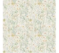 Papier peint Prairie florale d'été Sauge / Crème Grandeco A76701