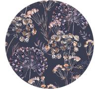 Papier peint préencollé fresque fleurs champêtre vintage aquarelle foncé