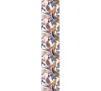 Papier peint préencollé tropical rose feuilles de bananier et fleurs de paradis H300 x L60 cm