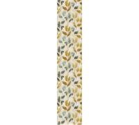 Papier peint préencollé vintage feuilles jaunes brunes et bleues H300 x L60 cm