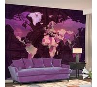 Papier Peint "Purple World Map" 140 x 200 cm Multicolore G