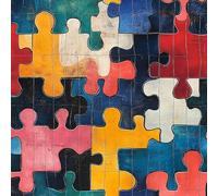 Papier peint Puzzle Coloré épais mat 44x200 cm à décoller et à coller Géométrique Peint papier de contact autocollant en plastique avec dos adhésif couverture de plan de travail table