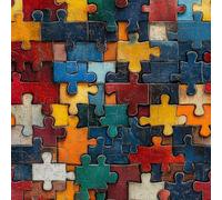Papier peint Puzzle Coloré épais mat 44x300 cm à décoller et à coller Vintage Peint papier de contact autocollant en plastique avec dos adhésif couverture de plan de travail table
