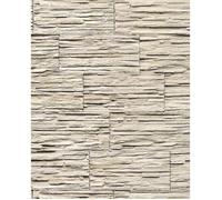 Papier peint quartzite ardoise en relief 1003-33 vinyle très résistant aspect pierre gris brun clair 5,33 m2.