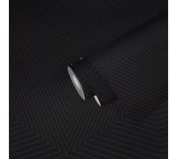 Papier Peint Rayé Avec Effet Métallique - Noir, Bronze