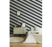 Papier Peint Rayé Noir Et Blanc Avec Effet Marbre Doré