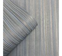 Papier Peint Strié Venezia Vinyle Pailleté Métallique Embossé Muriva M66501 Bleu