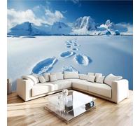 Papier Peint Régions Polaires Empreintes Dans Les Montagnes Enneigées 3D Panoramique intissé Murale Papier Peint xxl Fresque Murale Moderne Peinture Murale Décorative pour Salon Chambre 366x254 9yf88