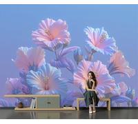 Papier Peint Représentation Réaliste De Fleurs D'Hibiscus, Papier Peint Panoramique Rose, Tapisserie Panoramique 3D Fantastique Fleurs, Pour Salon Chambre Décoration Murale, 250 x 175 cm
