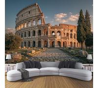 Papier Peint Rétro Architecture, Papier Peint Panoramique Colisée Romain, Brun Muraux Photo, Pour Salon Chambre Restaurant Couloir Tv Fond Décoration Murale - 400 x 280 cm