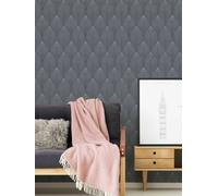 Papier Peint Rétro Art Déco Avec Motif Géométrique - Noir, Argent, Gris