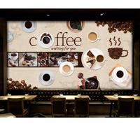 Papier Peint Rétro Décontracté Café Anglais Dessert Après-midi Thé Boisson Boutique Bar Fond Mur Restaurant Occidental Papier Peint Café Mural,3D,300x210cm