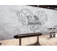 Papier Peint Rétro Gris Ciment Mur Yoga Amour Étiquette Café Dessert Boutique Restaurant Occidental Fond Mural Après-midi Thé Café Papier Peint,3D,250x175cm