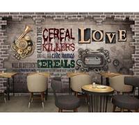 Papier Peint Rétro Mécanique Graffiti Instruments De Musique Créatif Magasin De Boissons Froides Thé De L'après-midi Dessert Maison Fond Mur Restaurant Occidental Papier Peint Café Mural,3D,200x140cm