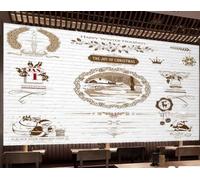 Papier Peint Rétro Mur De Briques Peint À La Main Thème De Vacances Boulangerie Dessert Boutique Restaurant Occidental Fond Mural Après-midi Thé Café Papier Peint,3D,400x280cm