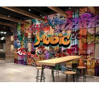 Papier Peint Rétro Musique Graffiti Notes Affiche Collations Décontractées Après-midi Thé Boisson Boutique Bar Fond Mur Restaurant Occidental Papier Peint Café Mural,3D,430x300cm