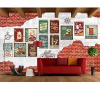 Papier Peint Rétro Nostalgique En Brique, Lettres Murales De Café, Affiche De Bar, Thé De L'après-midi, Gâteau, Dessert, Fond De Maison, Restaurant Occidental, Papier Peint Mural De Café,3D,430x300cm