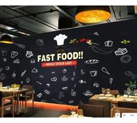 Papier Peint Rétro Tableau Noir Peint À La Main, Menu Gastronomique, Thème De Cuisson, Boutique De Desserts, Thé De L'après-midi, Restaurant Occidental, Fond D'écran Mural, Café,3D,400x280cm