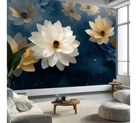 Papier Peint Rêveur Fleurs250 x 175 cm Décoration Papier Peint Moderne Bleu Marine Murale facile à nettoyer, idéale pour chambre et salon, avec un design unique et moderne