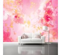 Papier Peint Rêveur Texture marbrée Aquarelle 250 x 175 cm Panoramique Peinture Murale Interieur pour Salon Chambre à Coucher D'Enfant Maison Décoration Murale Rose