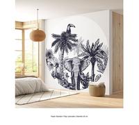 Papier peint rond / cercle - Lumaléa - Jungle Animaux - Papier Standard 170gr Lessivable - Diamètre 30 cm