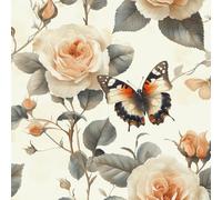 Papier peint Roses Jaunes Vintage épais mat à décoller et à colle 44x200 cm Papillon Meubles Autocollants Amovible Comptoir Contact Papier Stickers Muraux pour Bains Salon Chambre