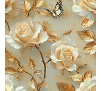 Papier peint Roses Jaunes Vintage épais mat à décoller et à colle 44x600 cm Papillon Meubles Autocollants Amovible Comptoir Contact Papier Stickers Muraux pour Bains Salon Chambre