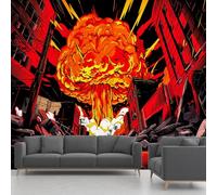 Papier Peint Route De La Ville, Papier Peint Panoramique Bâtiment Flamme Nuages Champignon Gothique 3D, Fresque Murale Intissée - Décoration Murale Pour Salon Bureau - 250 x 352 cm(non adhésif)