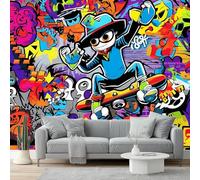 Papier Peint Rue Panoramique 3D Banksy Skateboard Graffiti Grandes Murales Poster Pour Salon, Adulte Chambre D'Enfants, Étude Maison Décoration Intérieure 300 X 210 Cm