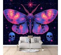 papier peint salon 250x180cm Beau Papillon Violet papier peint brique Toile décorative sans couture, look peinture à l’huile, pour pièce de réception ou salle d’attente EB24-8881