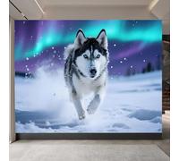 papier peint salon 250x180cm Chien Aurora papier peint brique Toile décorative sans couture, look peinture à l’huile, pour pièce de réception ou salle d’attente EB24-4085