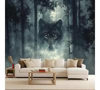 papier peint salon 250x180cm Forêt Des Loups papier peint brique Toile décorative sans couture, look peinture à l’huile, pour pièce de réception ou salle d’attente EB24-9445