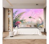 papier peint salon 250x180cm Libellule Champignon De Dessin Animé papier peint brique Toile décorative sans couture, look peinture à l’huile, pour pièce de réception ou salle d’attente EB24-2191